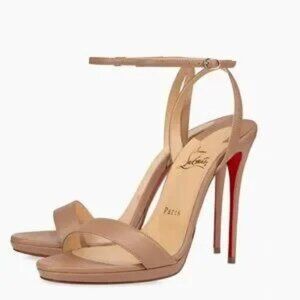 Christian Louboutin Nude Loubi Queen 120 Sandals Stiletto Heels US7.5